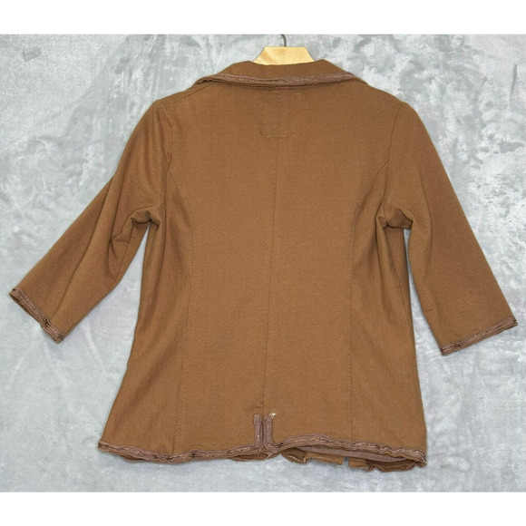 Nick & Mo Blazer Womens Large Brown Knit 3/4 Sleeve Embellished Anthropologie - Picture 2 of 10
